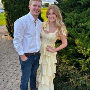 Yellow Tiered Ruffle Maxi Dress